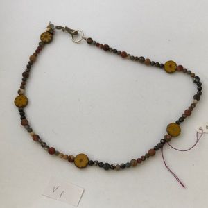 Dakota Bead Necklace w yellow ceramic flowers (V1)